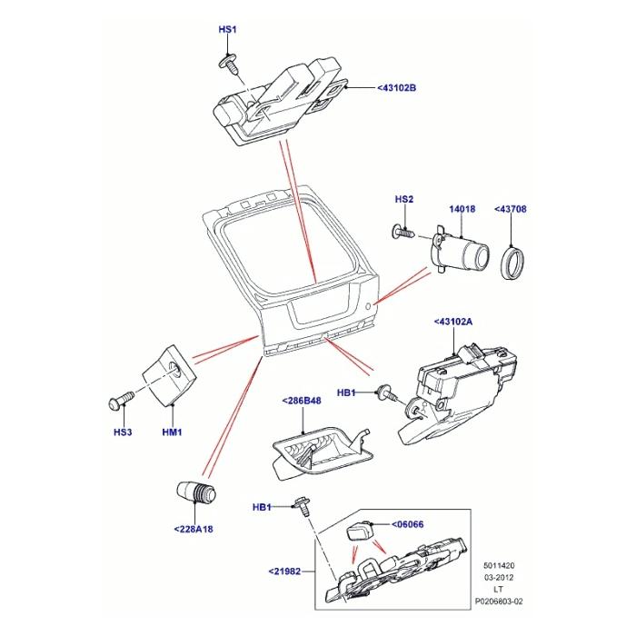 bague d'étanchéité de bouton de serrure de porte de coffre Range Rover P38 et Sport TDV8 - Origine LR